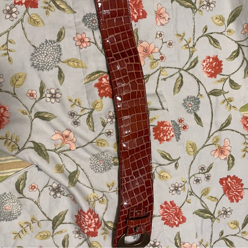 Retro Leather Croc Print Brown Belt - Picture 12 of 16